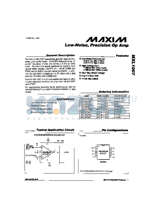 MXL1007CS8 datasheet - Low-Noise, Precision Op Amp