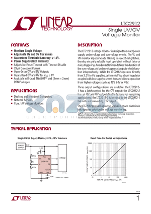 LTC2912CTS8-2 datasheet - Single UV/OV Voltage Monitor