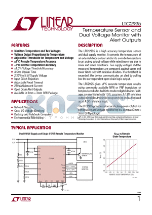 LTC2912 datasheet - Temperature Sensor and Dual Voltage Monitor