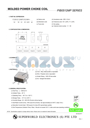 PIB0512MP8R2MN datasheet - MOLDED POWER CHOKE COIL