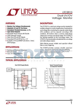 LTC2913 datasheet - Dual UV/OV Voltage Monitor