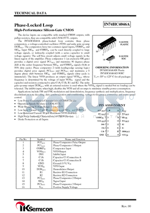 IN74HC4046A datasheet - Phase-Locked Loop High-Performance Silicon-Gate CMOS