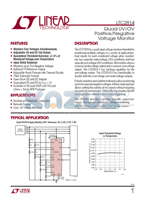 LTC2914IDHC-1 datasheet - Quad UV/OV Positive/Negative Voltage Monitor
