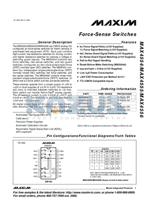 MAX4555CSE datasheet - Force-Sense Switches