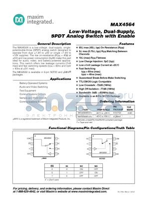 MAX4564EUA_12 datasheet - Low-Voltage, Dual-Supply,SPDT Analog Switch with Enable