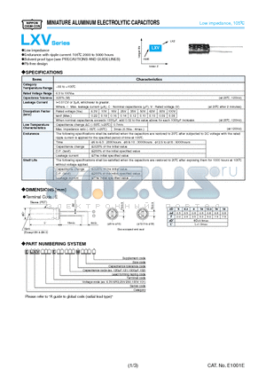 ELXV630ESS102MM35S datasheet - MINIATURE ALUMINUM ELECTROLYTIC CAPACITORS