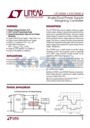 LTC2920-2 datasheet - Single/Dual Power Supply Margining Controller