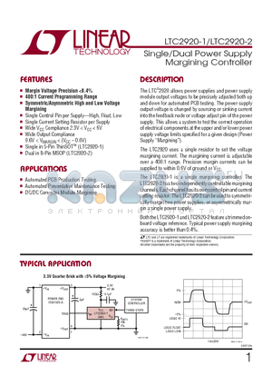 LTC2920-2CMS8 datasheet - Single/Dual Power Supply Margining Controller