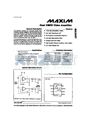 MAX457C/D datasheet - Dual CMOS Video Amplifier
