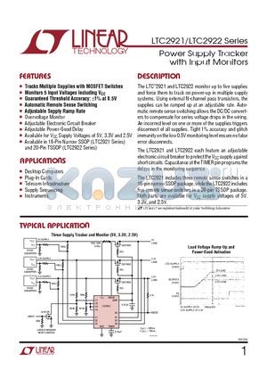 LTC2922IF-3.3 datasheet - Power Supply Tracker with Input Monitors