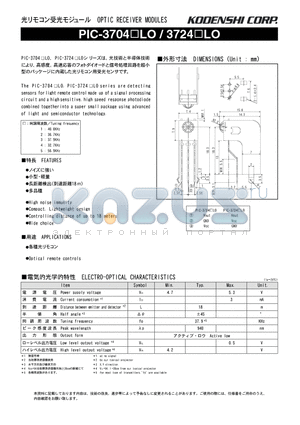 PIC-37243LO datasheet - OPTIC RECEIVER MODULES