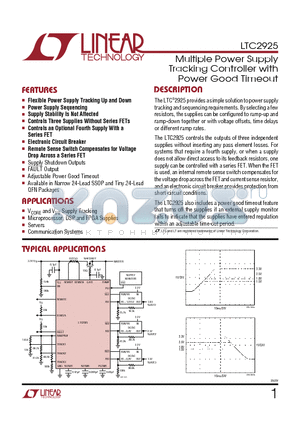 LTC2925CUF datasheet - Multiple Power Supply Tracking Controller with Power Good Timeout