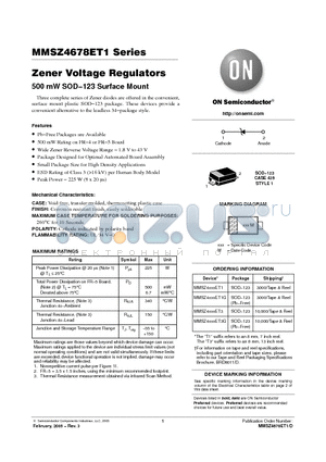 MMSZ4678ET1 datasheet - Zener Voltage Regulators 500 mW SOD−123 Surface Mount