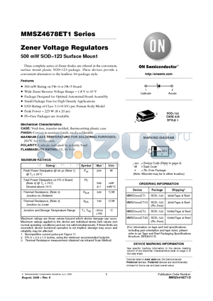 MMSZ4678ET1 datasheet - Zener Voltage Regulators 500 mW SOD−123 Surface Mount