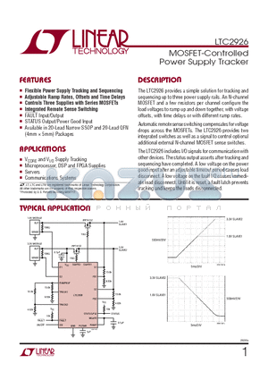 LTC2926 datasheet - MOSFET-Controlled Power Supply Tracker