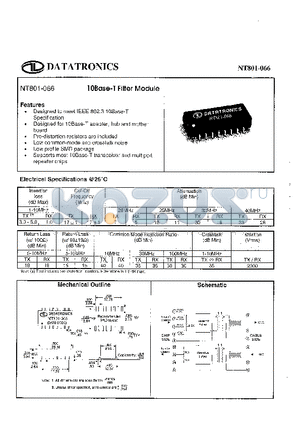 NT801-066 datasheet - 10Base-T Filter Module