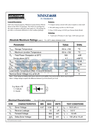 MMSZ468 datasheet - 5% TOLERANCE