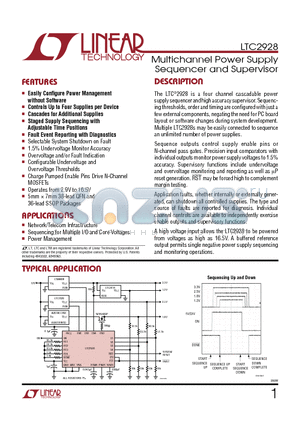 LTC2928 datasheet - Multichannel Power Supply Sequencer and Supervisor