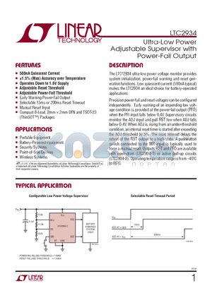 LTC2934CTS8-2-TRPBF datasheet - Ultra-Low Power Adjustable Supervisor with Power-Fail Output