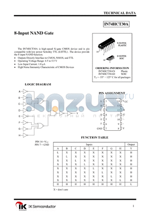 IN74HCT30A datasheet - 8-Input NAND Gate
