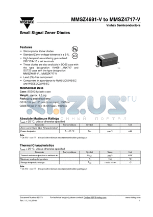 MMSZ4684-V datasheet - Small Signal Zener Diodes