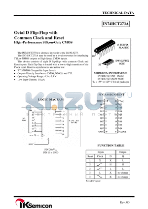 IN74HCT273AN datasheet - Octal D Flip-Flop with Common Clock and Reset High-Performance Silicon-Gate CMOS