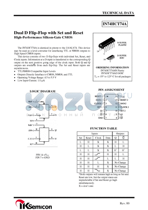 IN74HCT74AN datasheet - Dual D Flip-Flop with Set and Reset High-Performance Silicon-Gate CMOS