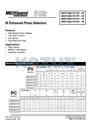 MXP1048 datasheet - IR Enhanced Photo Detectors