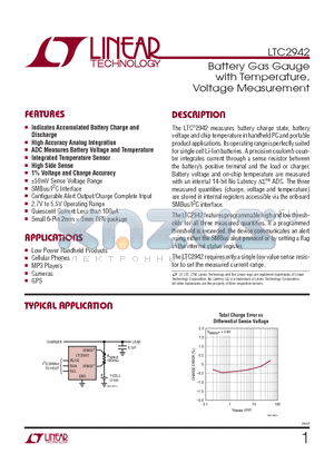 LTC2942CDCBTRPBF datasheet - Battery Gas Gauge with Temperature, Voltage Measurement