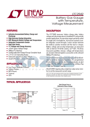 LTC2942IDCB datasheet - Battery Gas Gauge with Temperature, Voltage Measurement