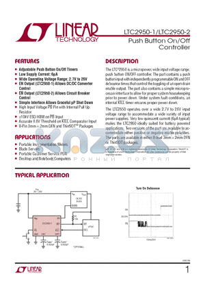 LTC2950-1 datasheet - Push Button On/Off Controller