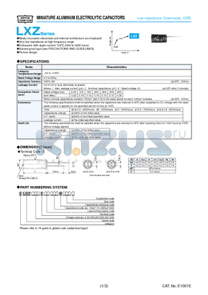 ELXZ350ESS221MJC5S datasheet - MINIATURE ALUMINUM ELECTROLYTIC CAPACITORS