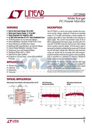 LTC2945 datasheet - Wide Range I2C Power Monitor Rail-to-Rail Input Range: 0V to 80V