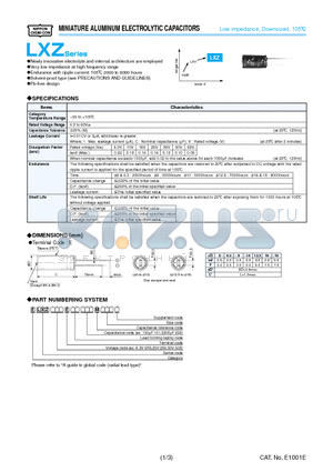 ELXZ630ESS121MJ16S datasheet - MINIATURE ALUMINUM ELECTROLYTIC CAPACITORS