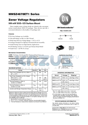 MMSZ4691ET3G datasheet - Zener Voltage Regulators 500 mW SOD−123 Surface Mount