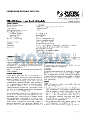 EM-1SRI datasheet - Supervised Control Module