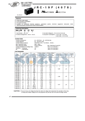 JRC-19F2A12C0.51 datasheet - COMPOSANTS ELECTRONIQUES ELECTRONIC COMPONENTS