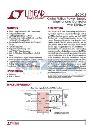 LTC2978CUPTRPBF datasheet - Octal PMBus Power Supply Monitor and Controller with EEPROM