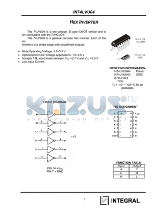 IN74LVU04D datasheet - HEX INVERTER