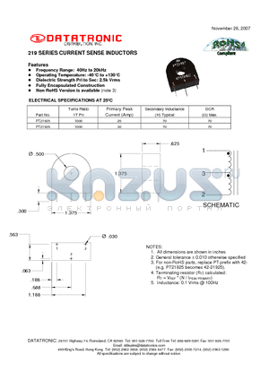 PT21926 datasheet - CURRENT SENSE INDUCTORS