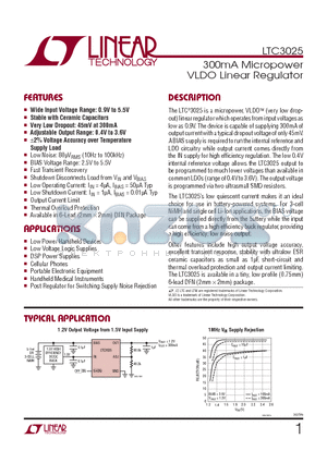 LTC3025EDC-TRPBF datasheet - 300mA Micropower VLDO Linear Regulator