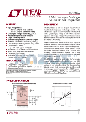 LTC3026 datasheet - 1.5A Low Input Voltage VLDO Linear Regulator