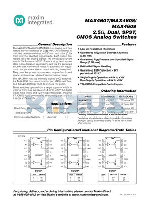 MAX4609_12 datasheet - 2.5Y, Dual, SPST, CMOS Analog Switches