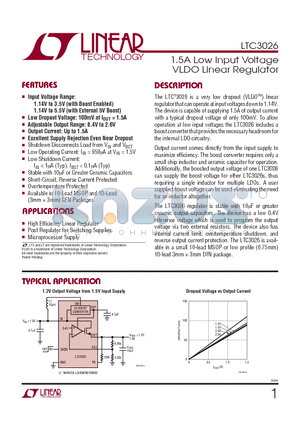 LTC3026EDD datasheet - 1.5A Low Input Voltage VLDO Linear Regulator