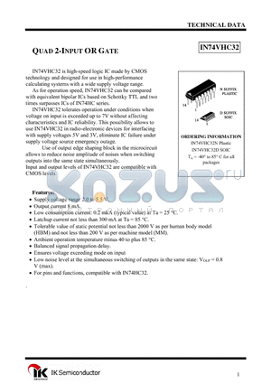 IN74VHC32 datasheet - QUAD 2-INPUT OR GATE