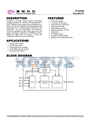 PT2240B-S datasheet - Encoder IC