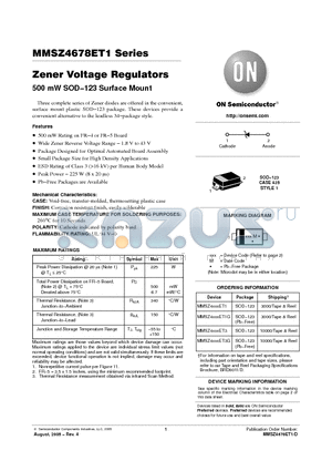 MMSZ4701ET1 datasheet - Zener Voltage Regulators 500 mW SOD−123 Surface Mount