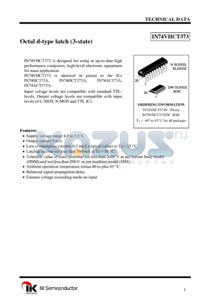 IN74VHCT373DW datasheet - Octal d-type latch (3-state)