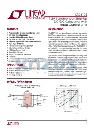 LTC3125EDCB-TRPBF datasheet - 1.2A Synchronous Step-Up DC/DC Converter with Input Current Limit