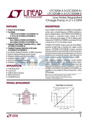 LTC3204-5 datasheet - Low Noise Regulated Charge Pump in 2 X 2 DFN